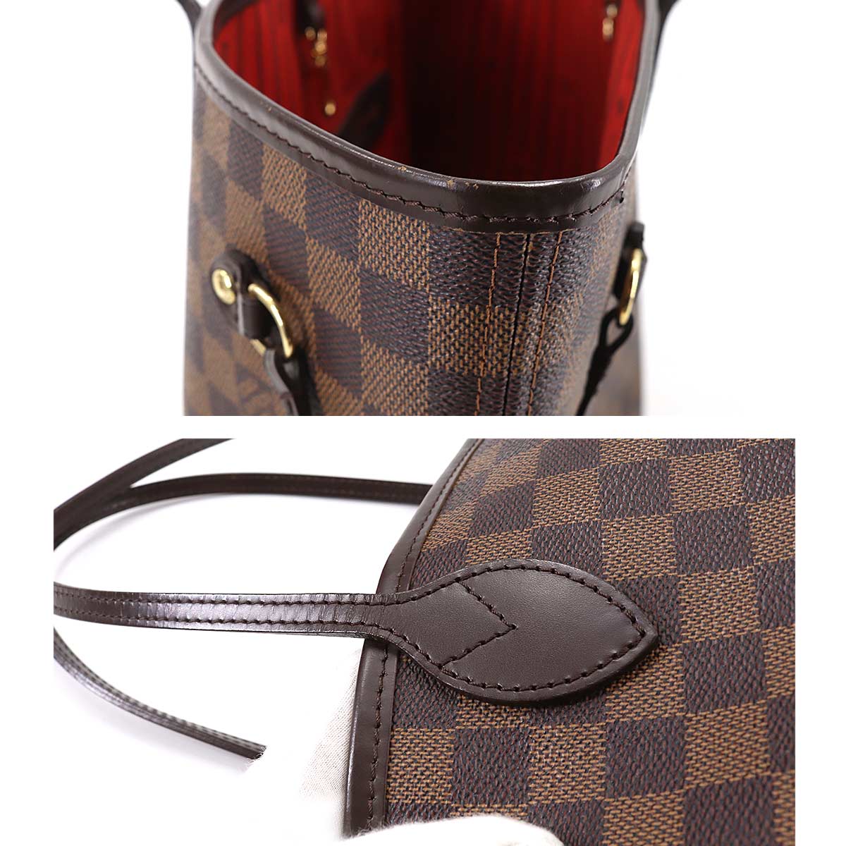 Louis Vuitton Damier Neverfull MM Tote Bag Ebene Cerise Brown