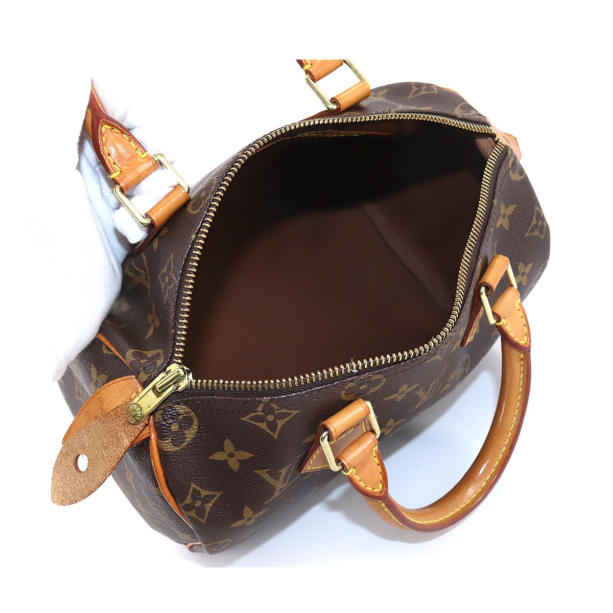 Louis Vuitton Monogram Speedy 25 Hand Bag Brown Gold Hardware
