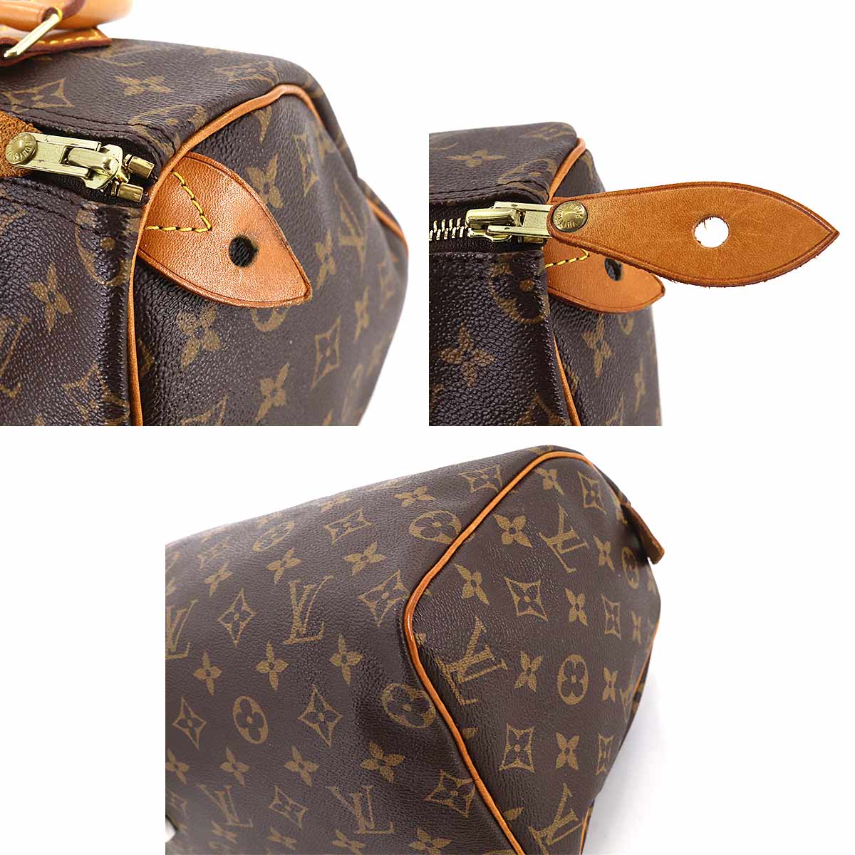 Louis Vuitton Monogram Speedy 25 Hand Bag Brown Gold Hardware