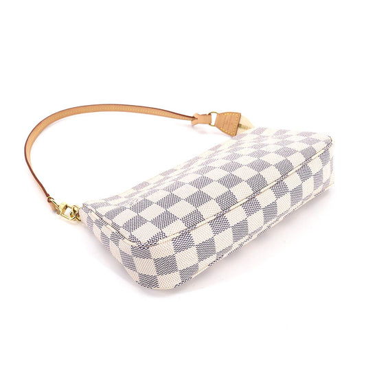 Louis Vuitton Damier Azur Pochette Accessoires Pouch Gold Metal