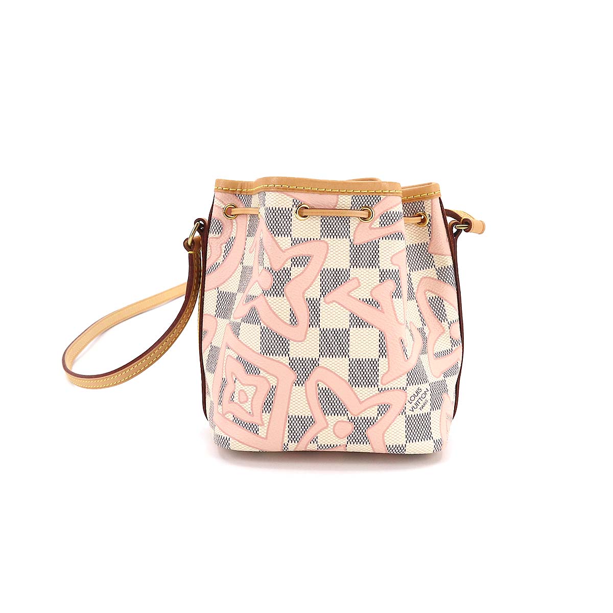 Louis Vuitton Damier Azur Tahiti Nano Noe Shoulder Bag White Rose