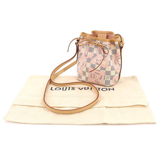 Louis Vuitton Damier Azur Tahiti Nano Noe Shoulder Bag White Rose