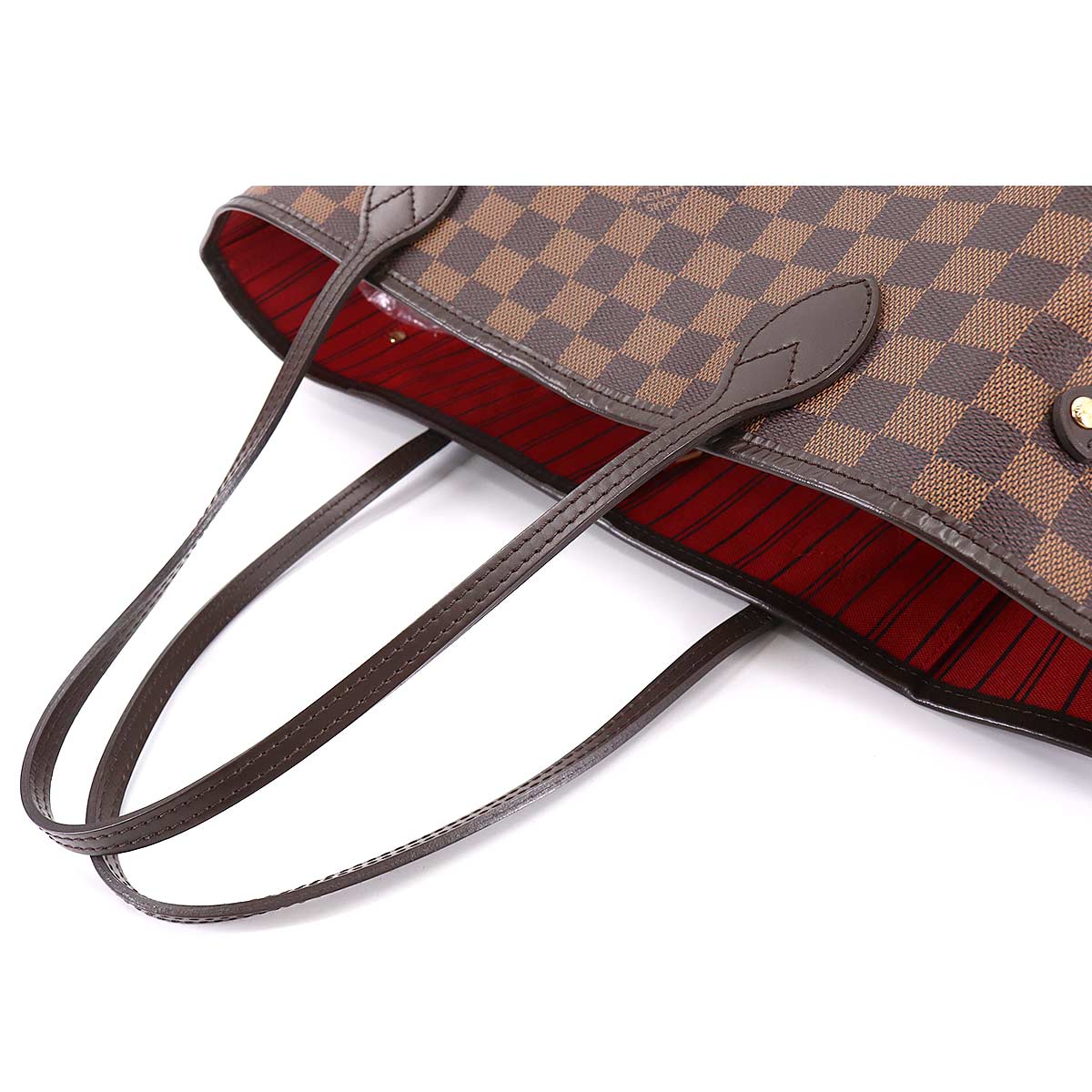 Louis Vuitton Damier Neverfull MM Tote Bag Ebene Brown Gold Metal