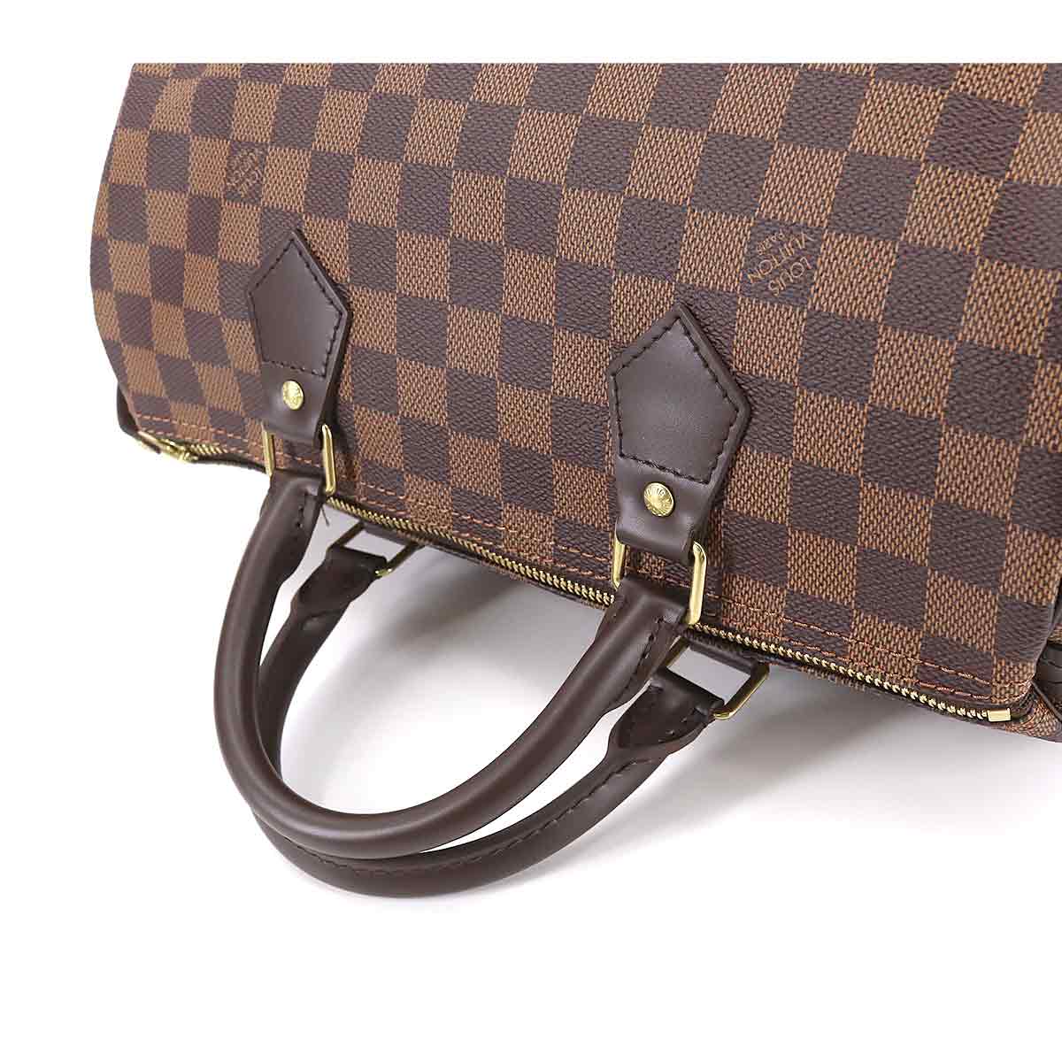 Louis Vuitton Damier Speedy 30 Hand Bag Ebene Brown Gold Hardware