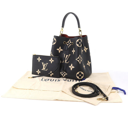 Louis Vuitton Bicolor Emplant NeoNoe MM Shoulder Bag Leather Black Beige