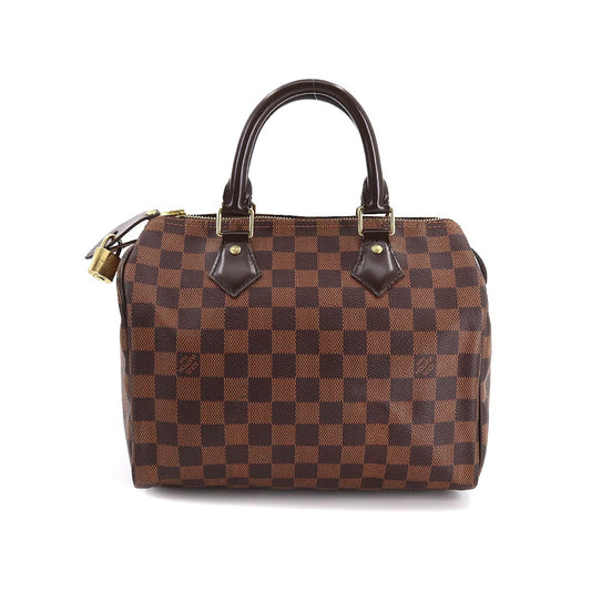 Louis Vuitton Damier Speedy 25 Hand Bag Ebene Brown Gold Hardware