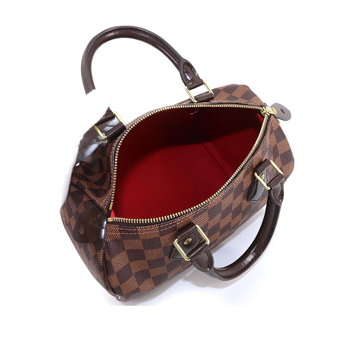 Louis Vuitton Damier Speedy 25 Hand Bag Ebene Brown Gold Hardware