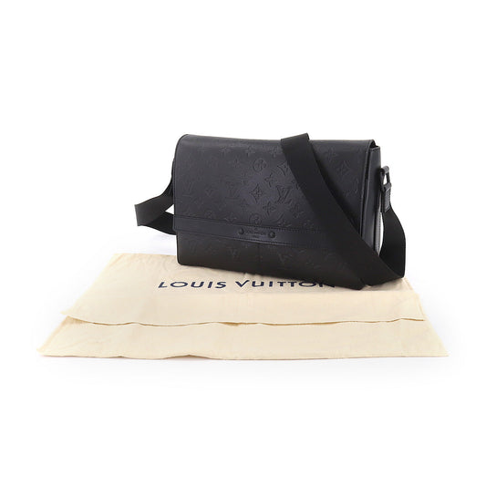 Louis Vuitton Monogram Shadow Sprinter Messenger Shoulder Bag Leather Noir