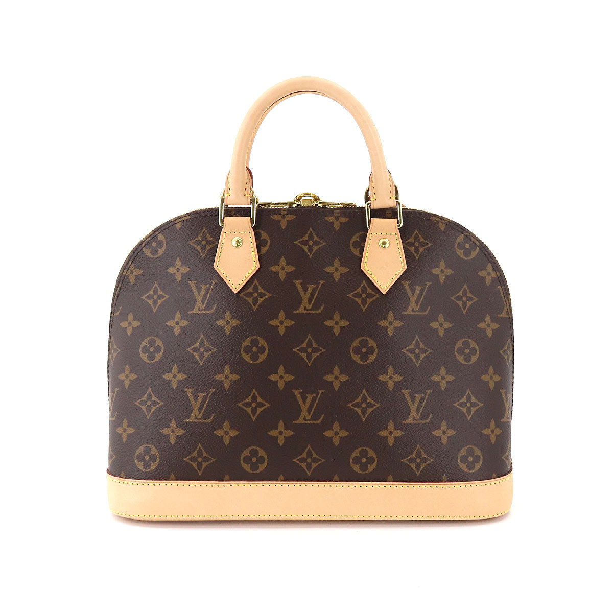 Louis Vuitton Monogram Alma PM Hand Bag Brown Gold Metal