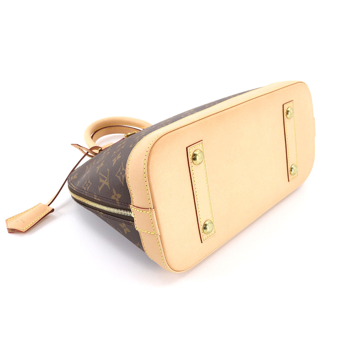 Louis Vuitton Monogram Alma PM Hand Bag Brown Gold Metal