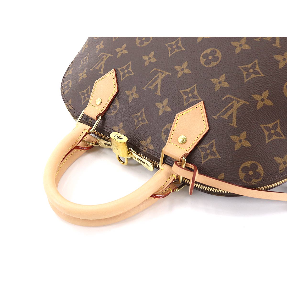Louis Vuitton Monogram Alma PM Hand Bag Brown Gold Metal