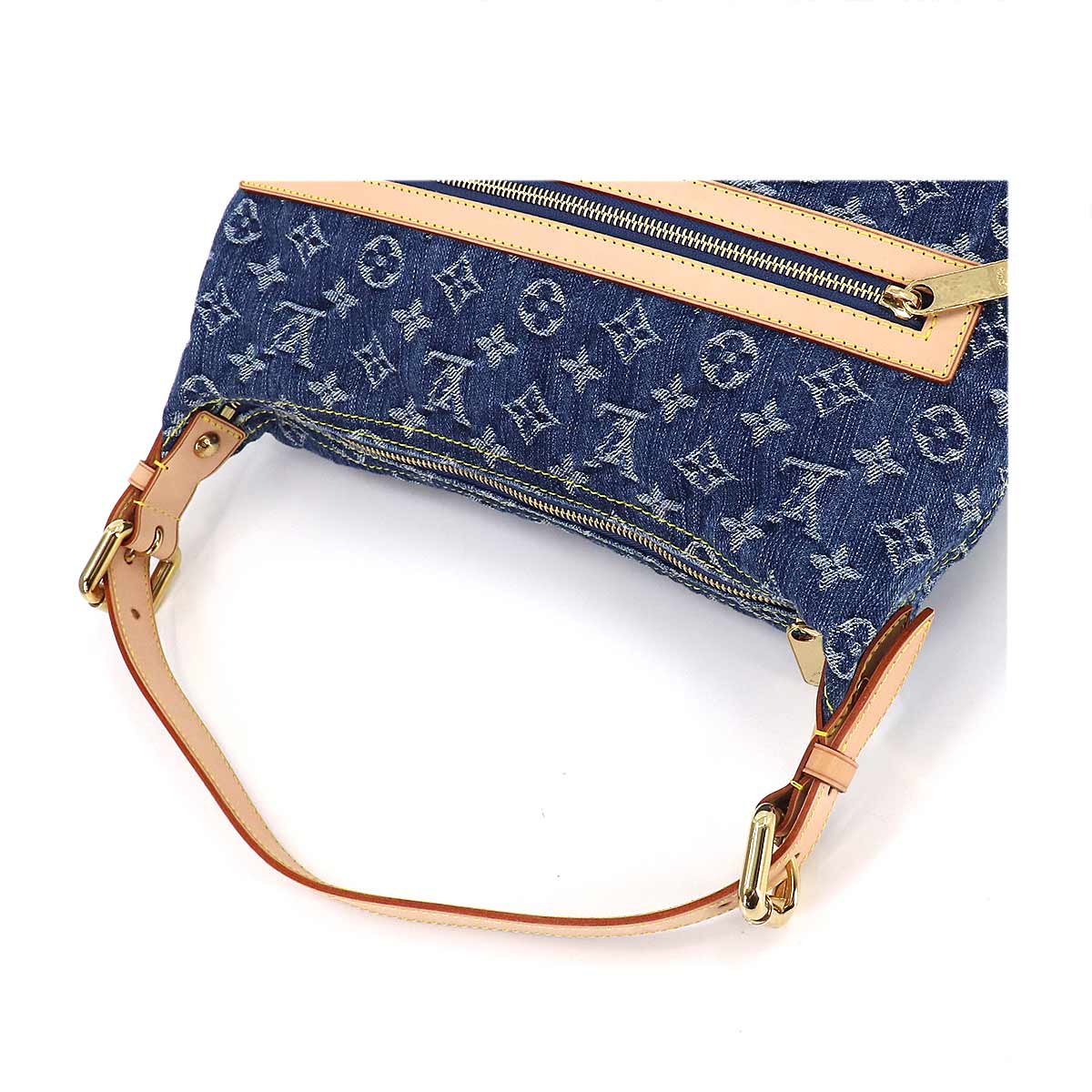 Louis Vuitton Monogram Denim Baggy GM Shoulder Bag Canvas Blue