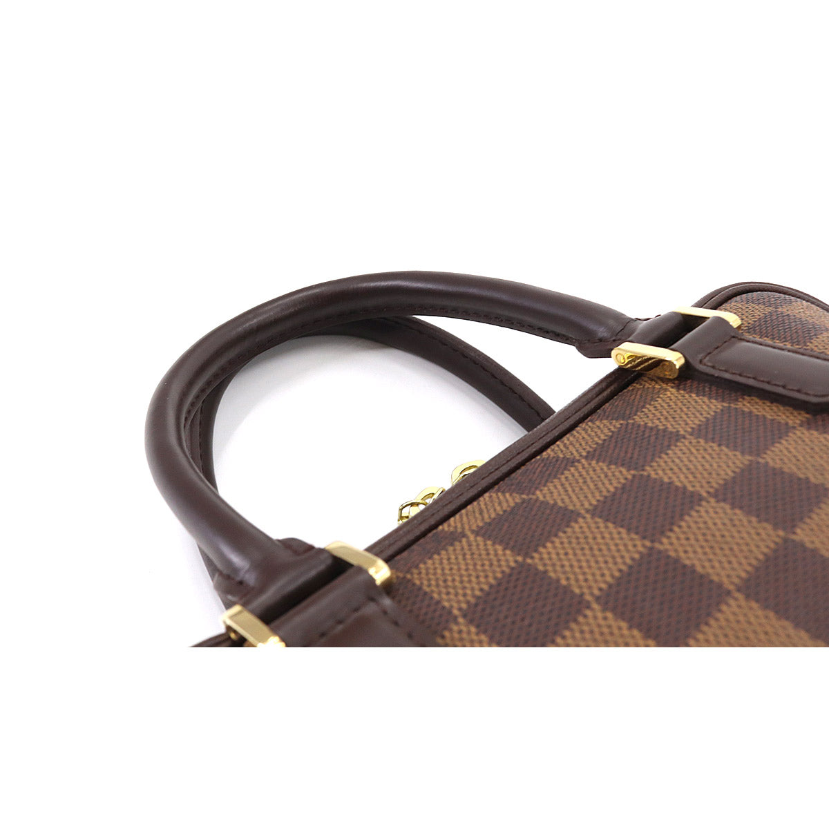 Louis Vuitton Damier Brera Hand Bag Ebene Brown Gold Hardware