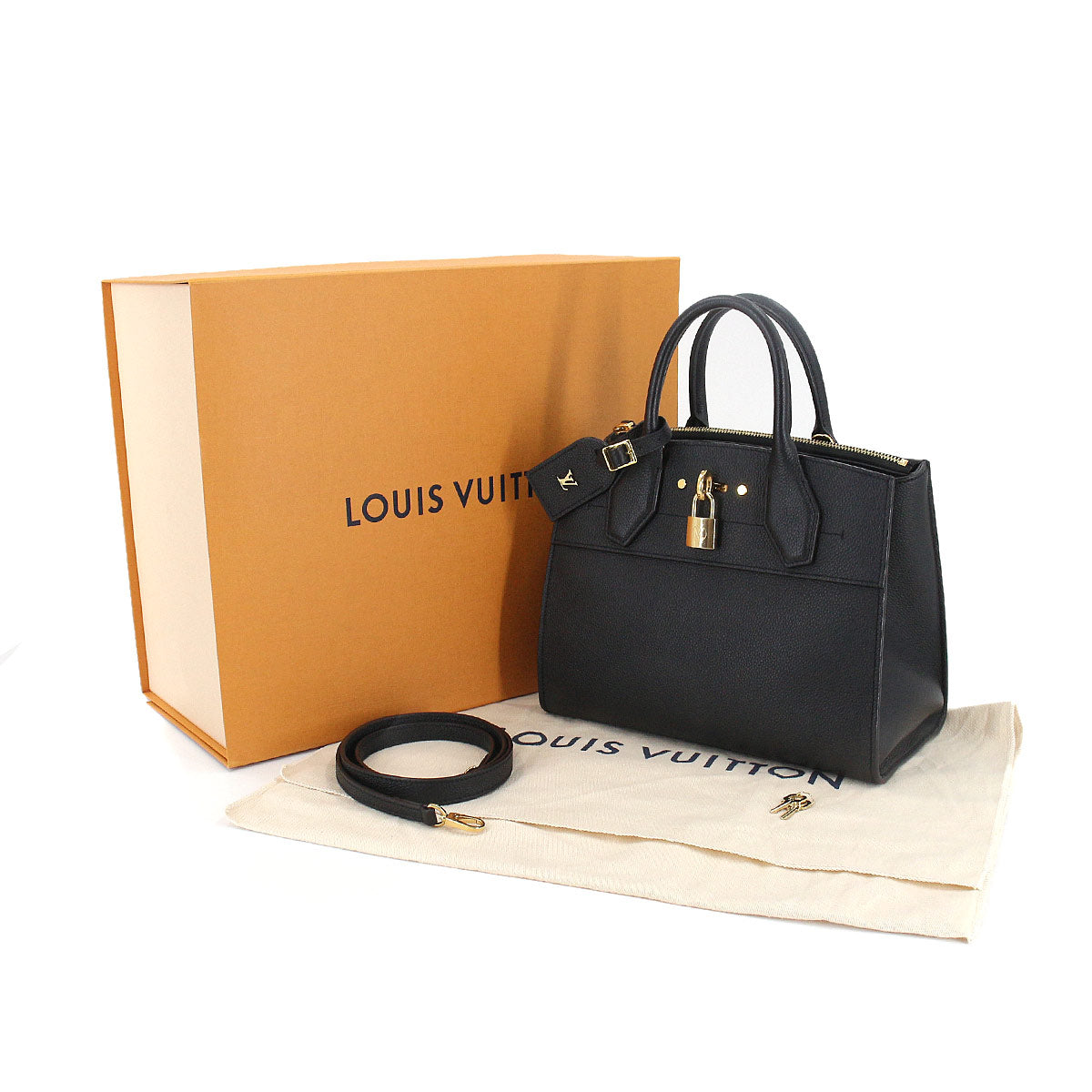 Louis Vuitton City Steamer PM 2way Shoulder Bag Leather Noir