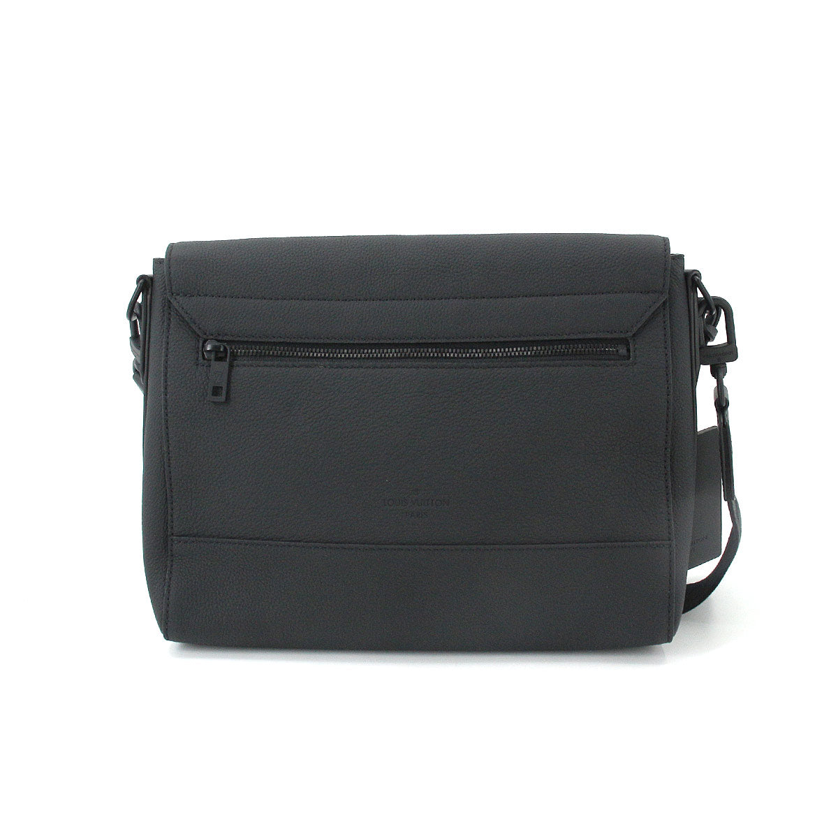 Louis Vuitton Aerogram Takeoff Messenger Shoulder Bag Leather Black