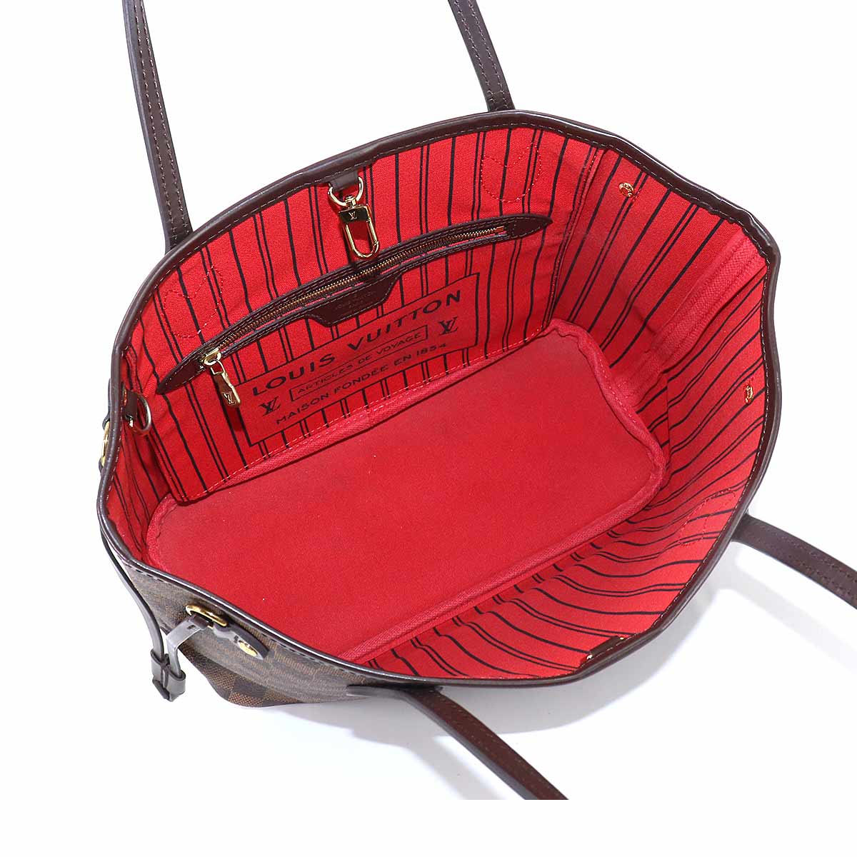 Louis Vuitton Damier Neverfull PM Tote Bag Brown Gold Hardware