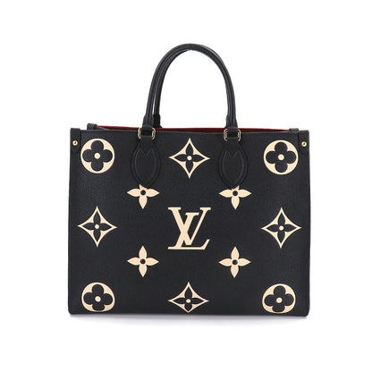 Louis Vuitton Monogram Implant On The Go MM 2way Tote Bag Black Beige