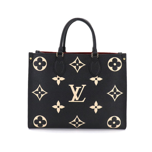 Louis Vuitton Monogram Implant On The Go MM 2way Tote Bag Black Beige