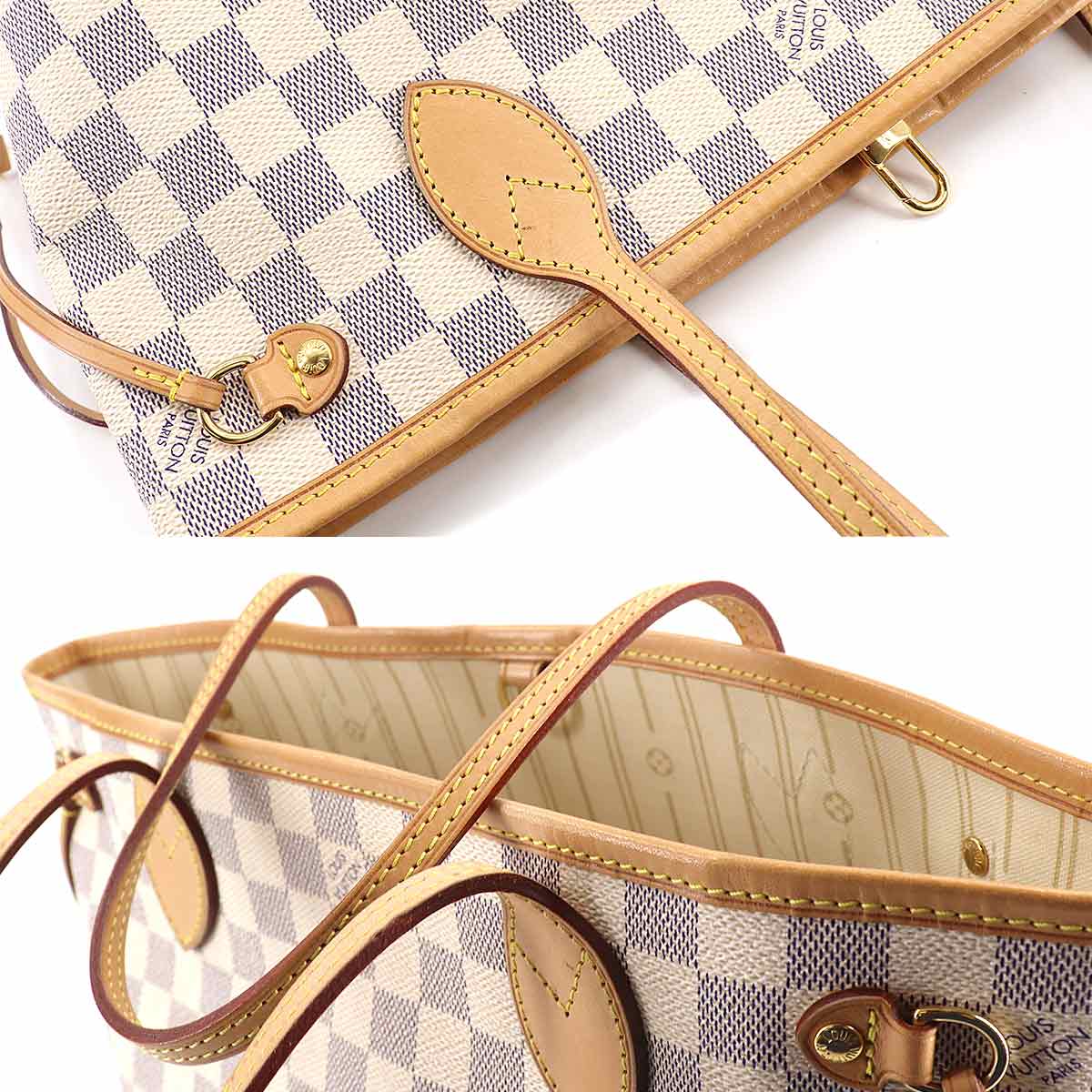 Louis Vuitton Damier Azur Neverfull PM Tote Bag White
