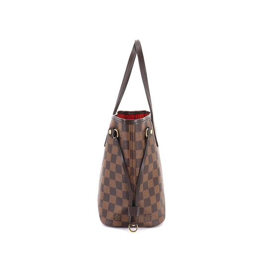 Louis Vuitton Damier Neverfull PM Tote Bag Brown Gold Hardware