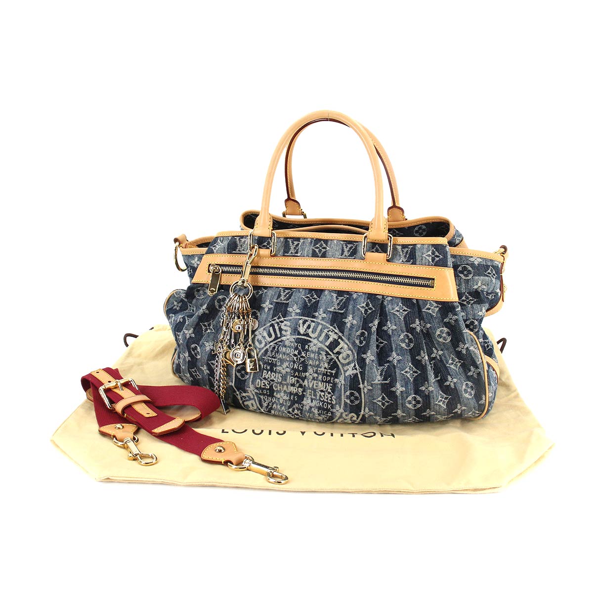 Louis Vuitton Monogram Denim Raye GM Shoulder Bag Canvas Blue