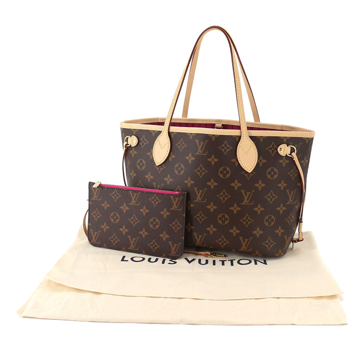 Louis Vuitton Monogram Neverfull PM Tote Bag Brown Pivoine
