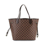 Louis Vuitton Damier Neverfull MM Tote Bag Ebene Brown Gold Metal