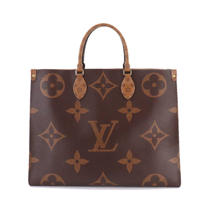 Louis Vuitton Giant Monogram Onthego GM 2way Tote Shoulder Bag Brown