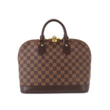 Louis Vuitton Damier Alma Hand Bag Ebene Brown Gold Hardware