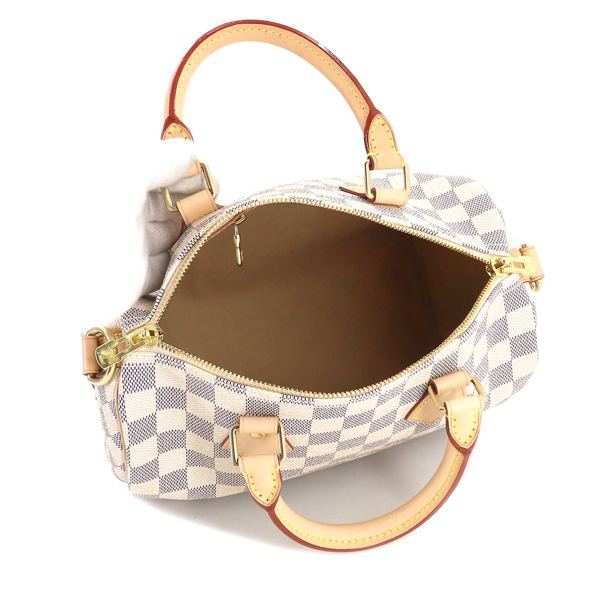 Louis Vuitton Damier Azur Speedy Bandouliere 25 Hand Bag White