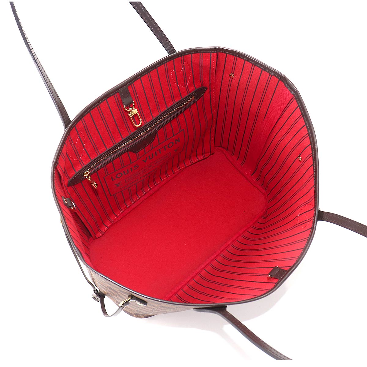 Louis Vuitton Damier Neverfull MM Tote Bag Ebene Cerise Brown