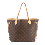Louis Vuitton Monogram Neverfull MM Tote Bag Brown Beige