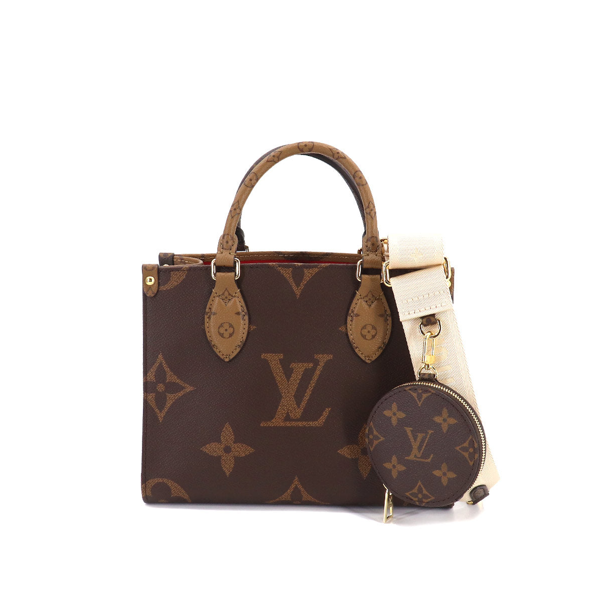 Louis Vuitton Giant Monogram Onthego PM 2way Hand Shoulder Bag Brown