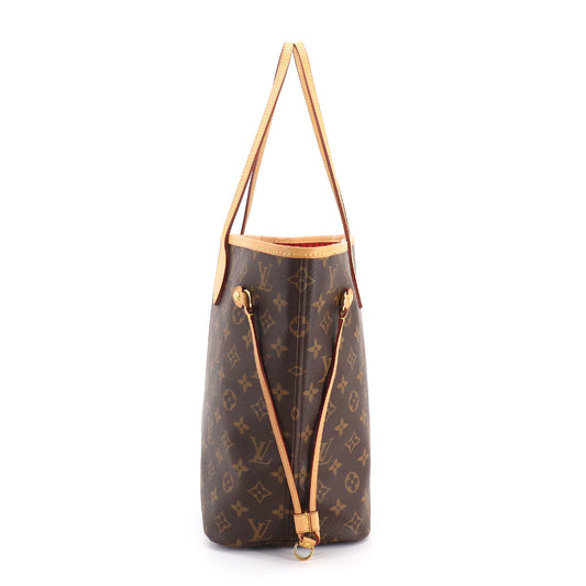 Louis Vuitton Monogram Neverfull MM Tote Bag Brown Gold Metal