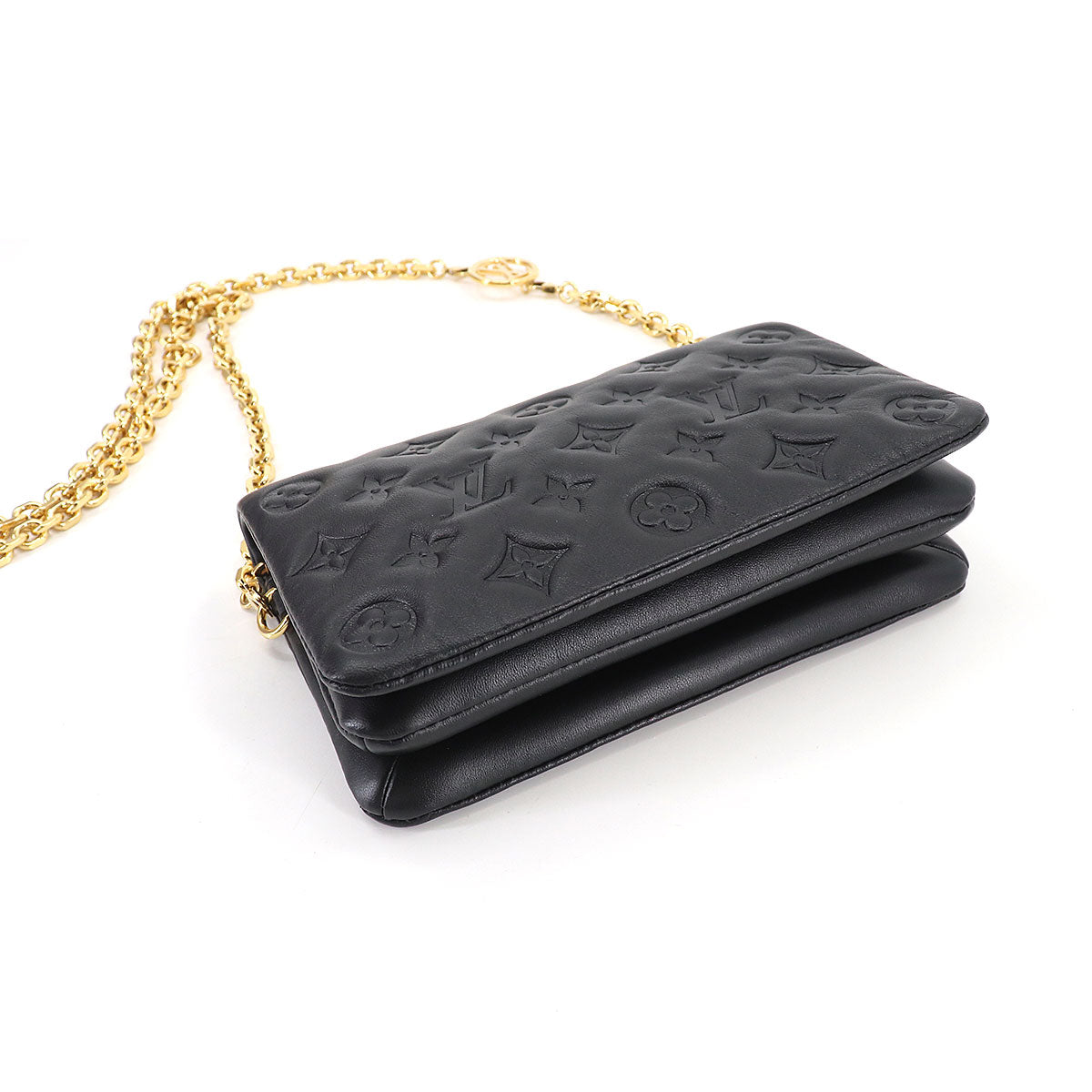 Louis Vuitton Pochette Coussin 2way Shoulder Clutch Bag Leather Noir