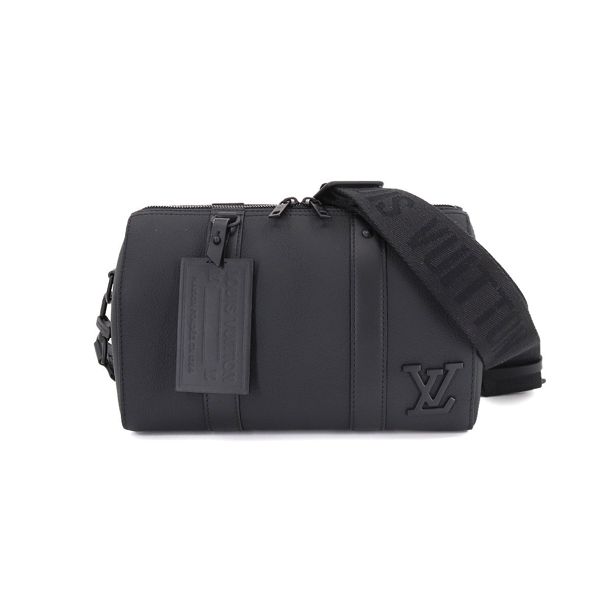 Louis Vuitton City Keepall Shoulder Bag Leather Black