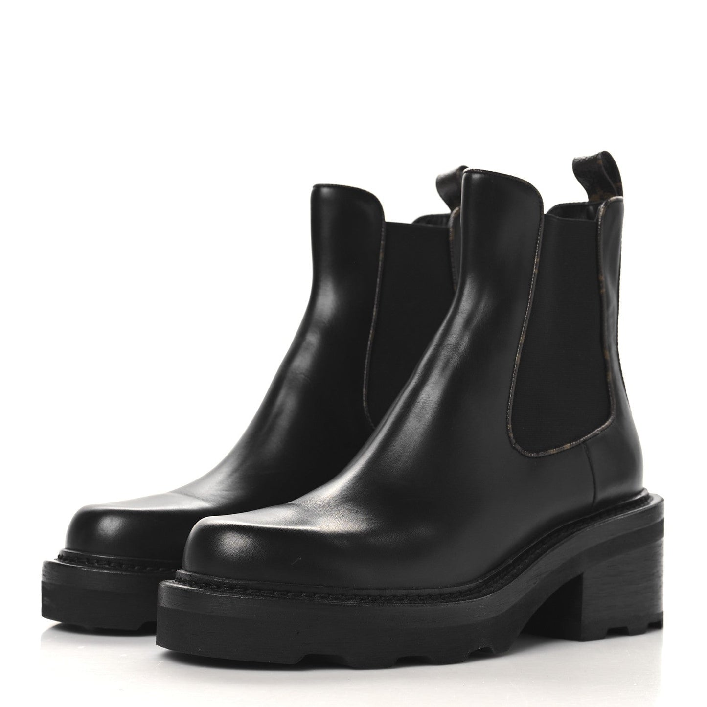 Louis Vuitton Calfskin Monogram Beaubourg Ankle Boots Black