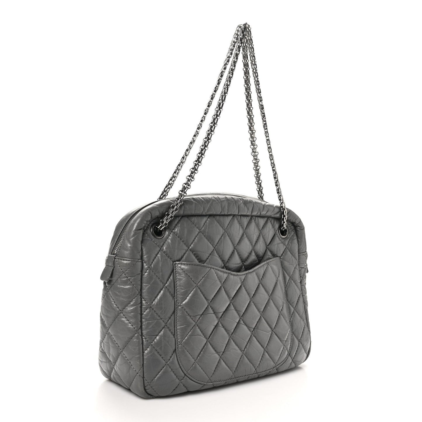 Amelia Aged Calfskin Quilted Large Reissue Camera Case Grey