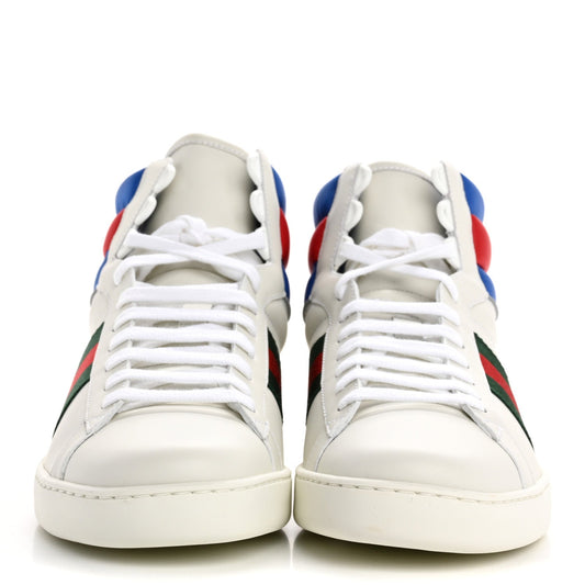 Amelia Calfskin Web Mens Ace High Top Sneakers 9 White Bright Splash