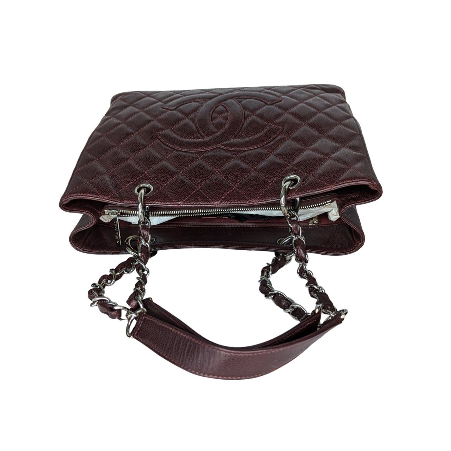 Chanel bag Burgundy Quilted Caviar Grand Shopping Tote GST