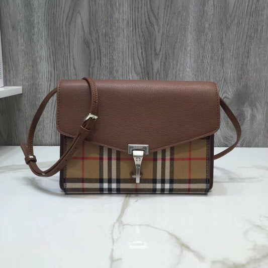 B-Berry - BB  Small Vintage Check And Crossbody Bag Brown For Women, Women’s Bags 9in/24cm