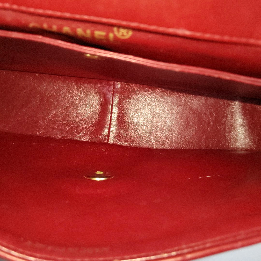 Chanel Classic Flap   1989 Red Lambskin Leather with 24k Gold Hardware