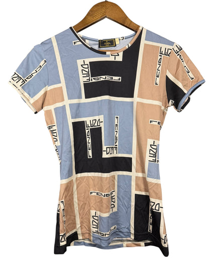 Fendi FF Logo Short Sleeve Top Blue