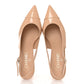 Amelia Patent Calfskin Cap Toe CC Slingback Pumps 38 Beige