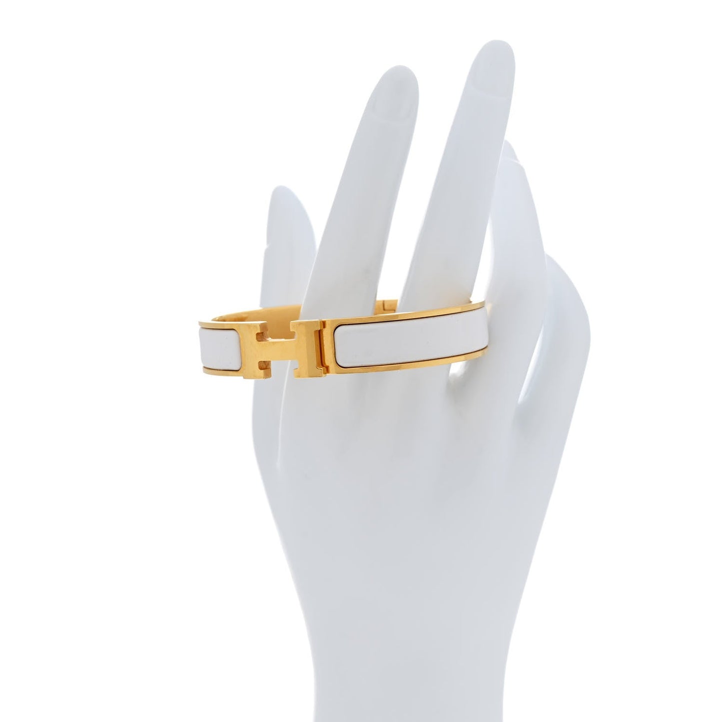Amelia Enamel Narrow Clic Clac H Bracelet PM White