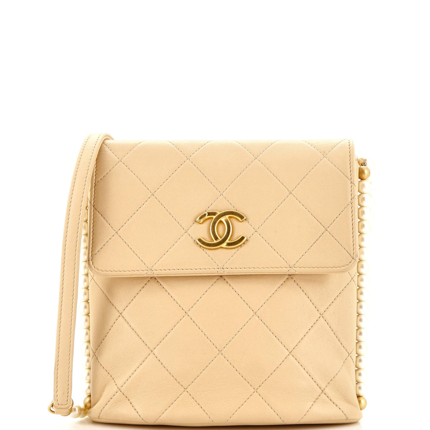 CHANEL About Pearls Flap Hobo Quilted Calfskin Small