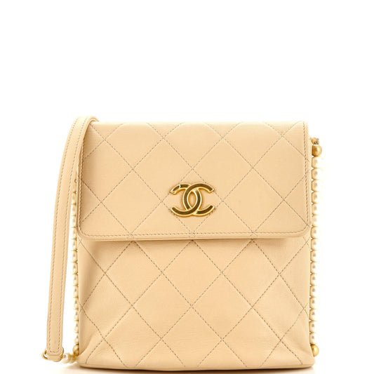 CHANEL About Pearls Flap Hobo Quilted Calfskin Small