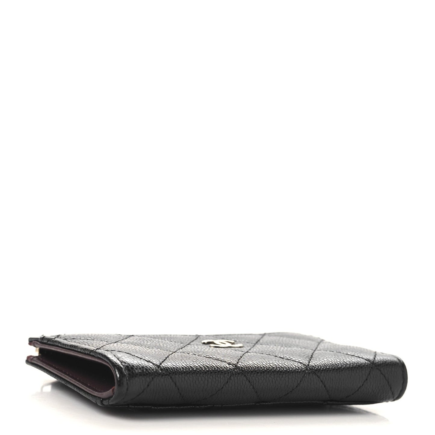 Amelia Caviar Quilted CC Zip Around Card Holder Black