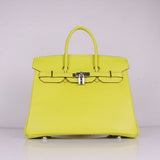 Hermes Birkin 35cm Togo leather Handbags Lemon Yellow Silver