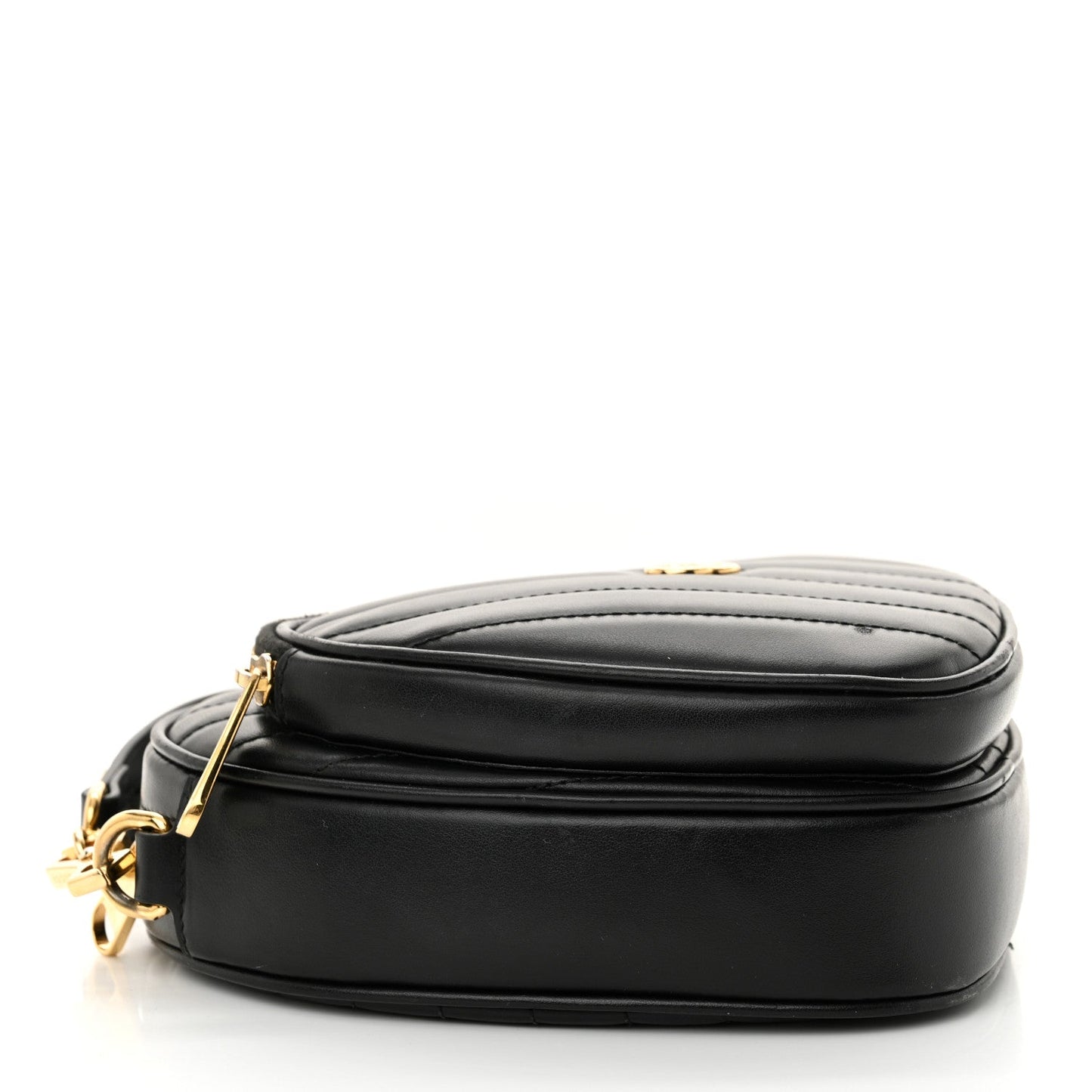 Amelia Calfskin Matelasse Diagonal Mini InterLocking G Heart Shoulder Bag Black